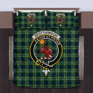 Spottiswood Tartan Quilt Bed Set with Family Crest King - Tartan Vibes Clothing