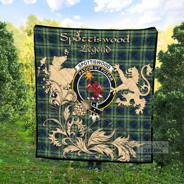 Tartan Vibes Clothing Spottiswood Tartan Quilt with Family Crest and Scottish Symbol Style