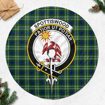 Spottiswood Tartan Christmas Tree Skirt with Family Crest 47*47 inch - Tartan Vibes Clothing