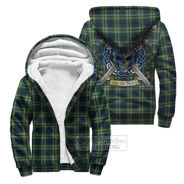 Spottiswood Tartan Sherpa Hoodie with Family Crest Celtic Skull Style Unisex S - Tartan Vibes Clothing