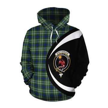 Spottiswood Tartan Cotton Hoodie with Family Crest Circle Style Pullover Hoodie XS - Tartan Vibes Clothing