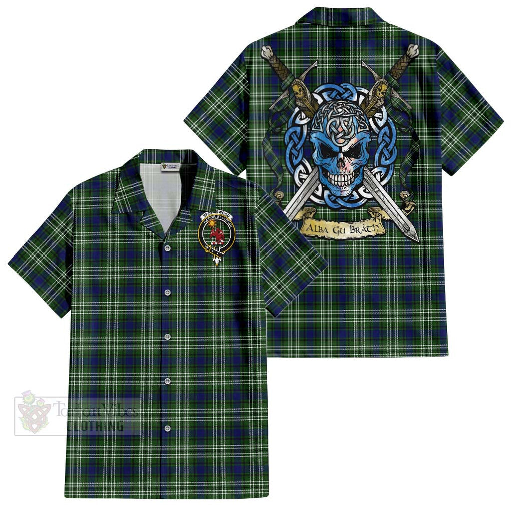 Spottiswood Tartan Hawaiian Shirt with Family Crest Celtic Skull Style Kid - Tartan Vibes Clothing