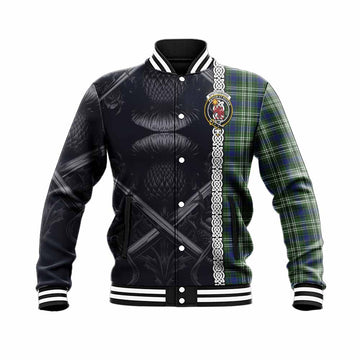 Spottiswood Tartan Baseball Jacket with Family Crest Cross Sword Thistle Celtic Vibes Unisex - Tartan Vibes Clothing