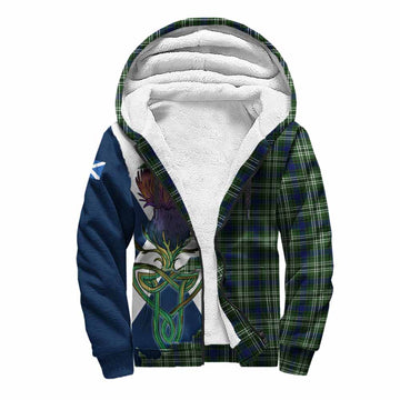 Tartan Vibes Clothing Spottiswood Tartan Family Crest Sherpa Hoodie Scottish Thistle Celtic Inspired