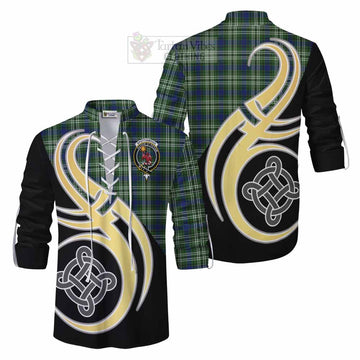 Spottiswood Tartan Ghillie Kilt Shirt with Family Crest and Celtic Symbol Style Men - Tartan Vibes Clothing
