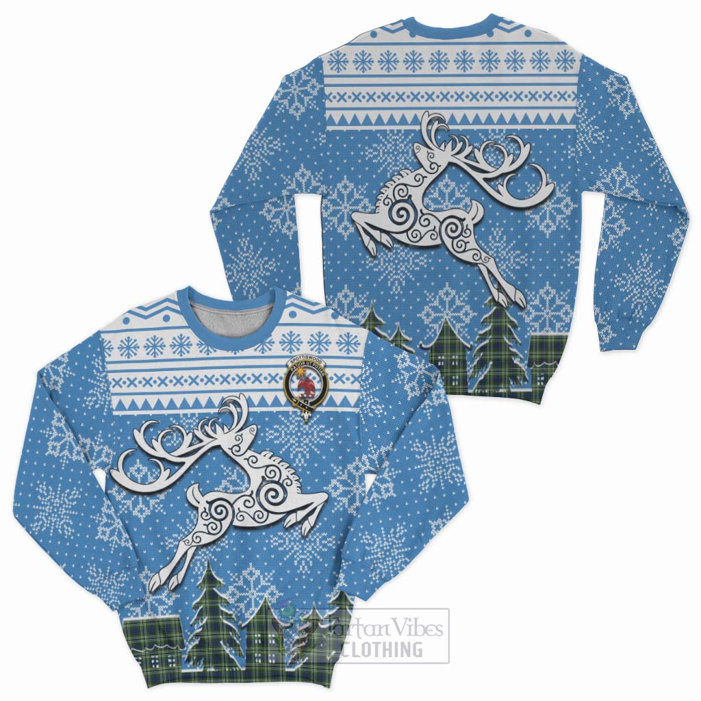 Spottiswood Clan Christmas Sweatshirt Celtic Reindeer Style Unisex - Tartan Vibes Clothing