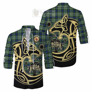 Spottiswood Tartan Ghillie Kilt Shirt with Family Crest Celtic Wolf Style Men - Tartan Vibes Clothing