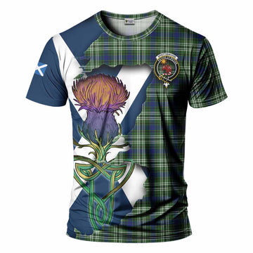 Tartan Vibes Clothing Spottiswood Tartan Family Crest T-Shirt Scottish Thistle Celtic Inspired