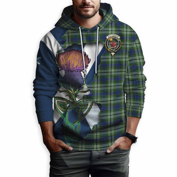 Tartan Vibes Clothing Spottiswood Tartan Family Crest Hoodie Scottish Thistle Celtic Inspired