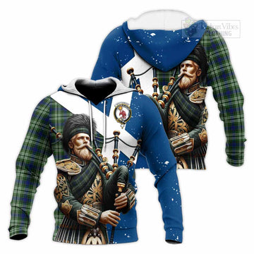 Spottiswood Tartan Knitted Hoodie with Family Crest Scottish Bagpiper Vibes Unisex Knitted Pullover Hoodie - Tartan Vibes Clothing