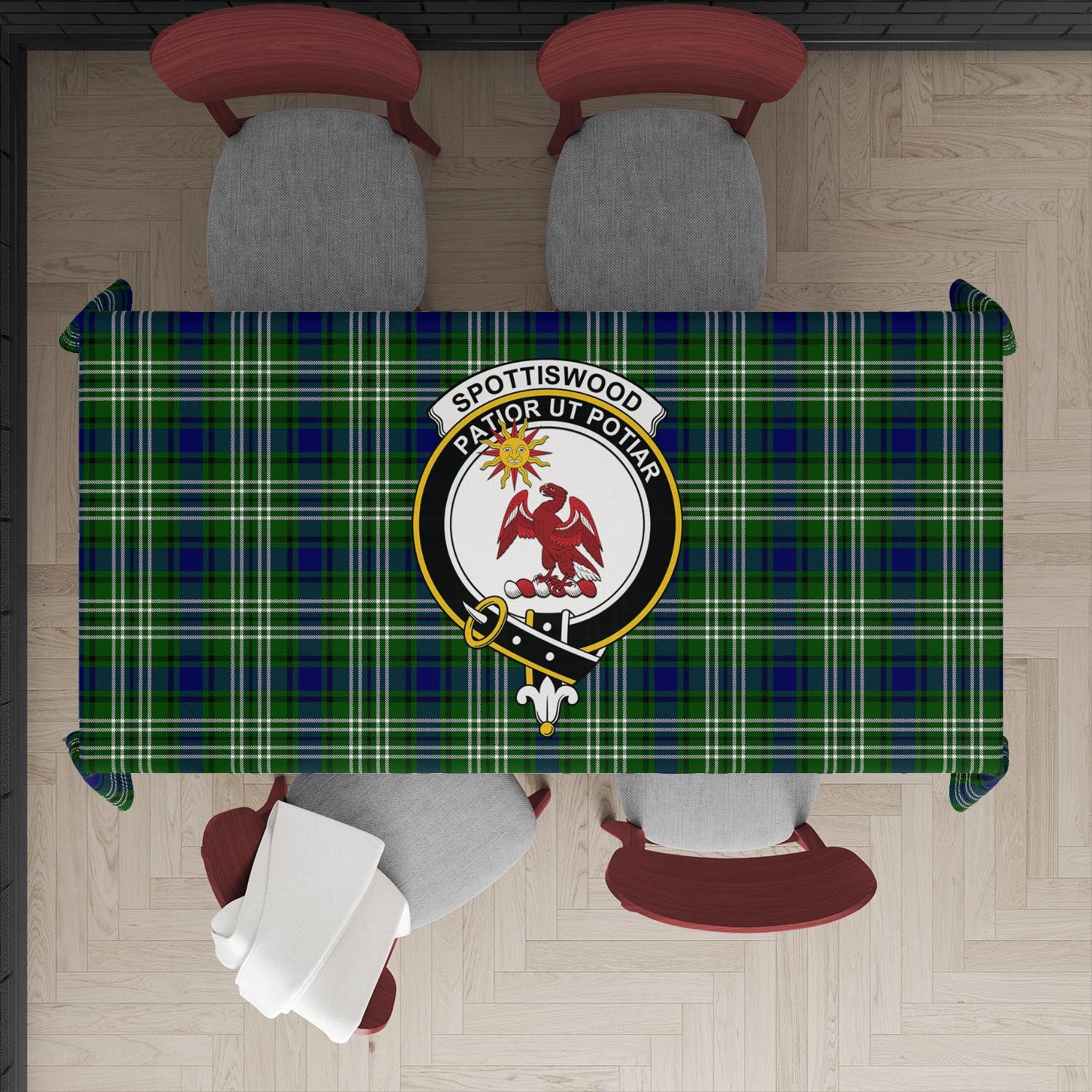 Spottiswood Tartan Tablecloth with Family Crest XL 57.1"x70.9"(145x180cm) - Tartan Vibes Clothing