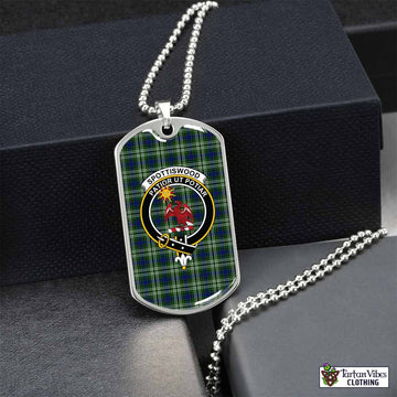 Spottiswood Tartan Dog Tag Necklace with Family Crest Silver No - Tartan Vibes Clothing