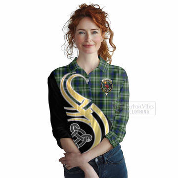 Spottiswood Tartan Women's Casual Shirt with Family Crest and Celtic Symbol Style Female - Tartan Vibes Clothing