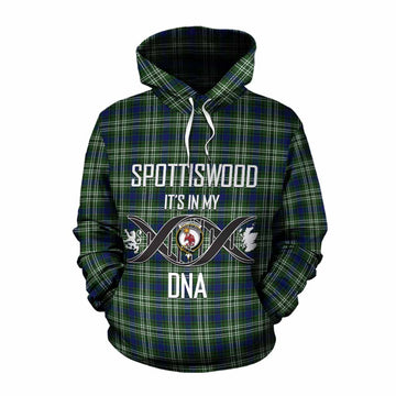 Spottiswood Tartan Cotton Hoodie with Family Crest DNA In Me Style Pullover Hoodie XS - Tartan Vibes Clothing