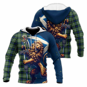 Spottiswood Tartan Family Crest Knitted Hoodie with Scottish Majestic Lion Unisex Knitted Pullover Hoodie - Tartan Vibes Clothing
