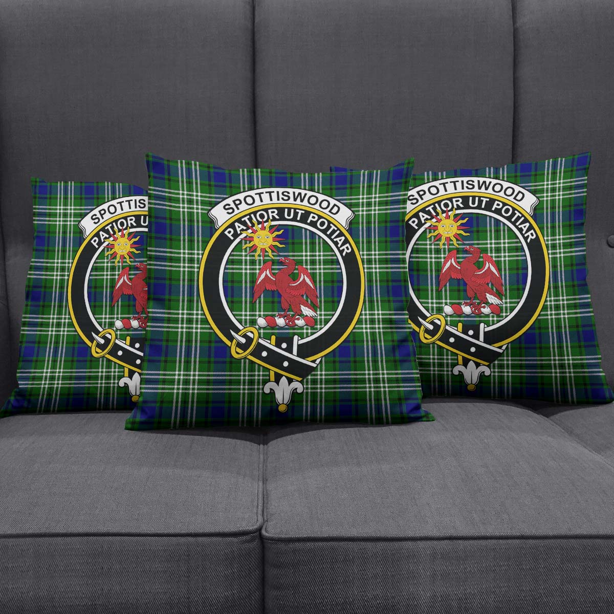 Spottiswood Tartan Pillow Cover with Family Crest Rectangle Pillow Cover 51*91cm - Tartan Vibes Clothing