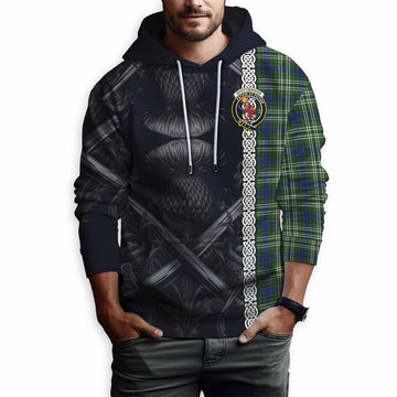 Spottiswood Tartan Hoodie with Family Crest Cross Sword Thistle Celtic Vibes Pullover Hoodie - Tartan Vibes Clothing