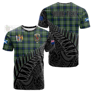 Tartan Vibes Clothing Spottiswood Crest Tartan Cotton T-shirt with New Zealand Silver Fern Half Style