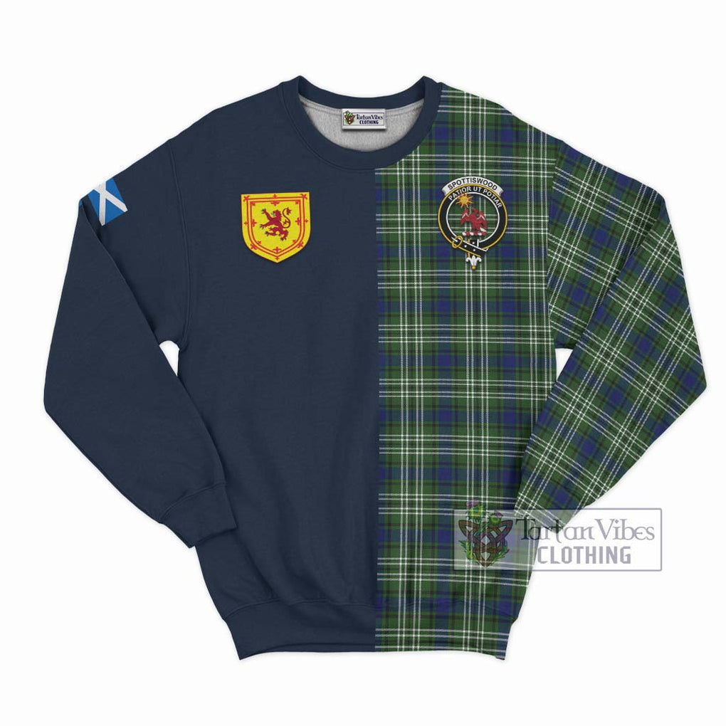 Spottiswood Tartan Sweatshirt Alba with Scottish Lion Royal Arm Half Style Unisex - Tartan Vibes Clothing