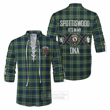 Spottiswood Tartan Ghillie Kilt Shirt with Family Crest DNA In Me Style Men - Tartan Vibes Clothing