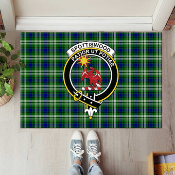 Spottiswood Tartan Rubber Doormat with Family Crest