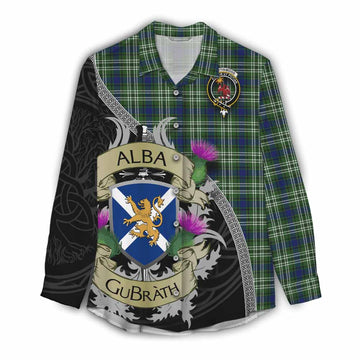 Spottiswood Tartan Family Crest Women's Casual Shirt Lion Rampant Royal Thistle Shield Celtic Inspired Female - Tartan Vibes Clothing