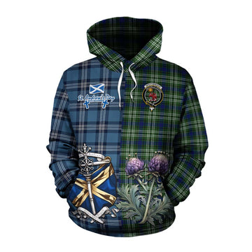 Spottiswood Tartan Cotton Hoodie Happy St. Andrew's Day Half Tartan Style Pullover Hoodie XS - Tartan Vibes Clothing