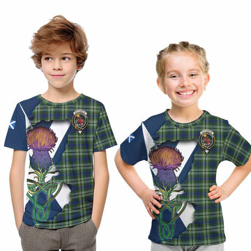 Tartan Vibes Clothing Spottiswood Tartan Family Crest Kid T-Shirt Scottish Thistle Celtic Inspired