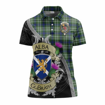 Spottiswood Tartan Family Crest Women's Polo Shirt Lion Rampant Royal Thistle Shield Celtic Inspired Women - Tartan Vibes Clothing