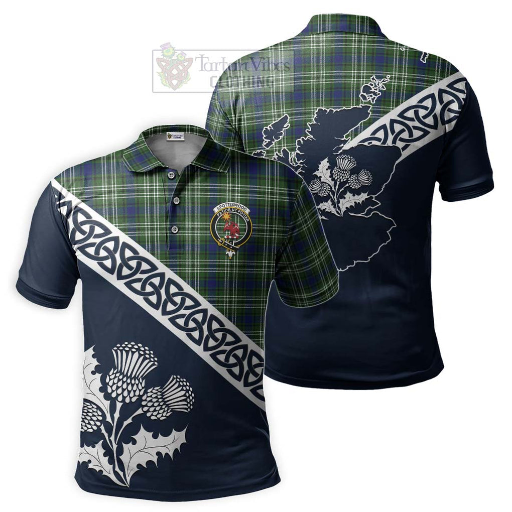 Spottiswood Tartan Polo Shirt Featuring Thistle and Scotland Map Kid - Tartanvibesclothing Store