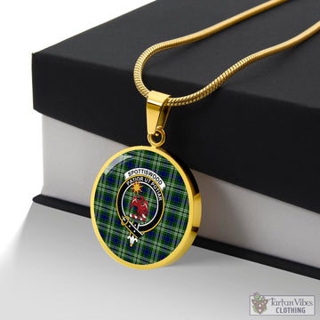 Spottiswood Tartan Circle Necklace with Family Crest Luxury Necklace (Gold) No - Tartan Vibes Clothing