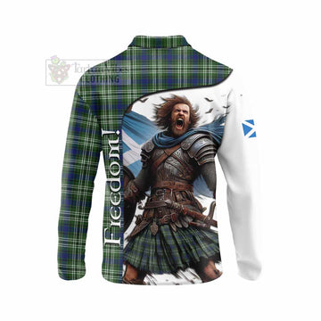 Spottiswood Crest Tartan Long Sleeve Polo Shirt Inspired by the Freedom of Scottish Warrior - Tartan Vibes Clothing