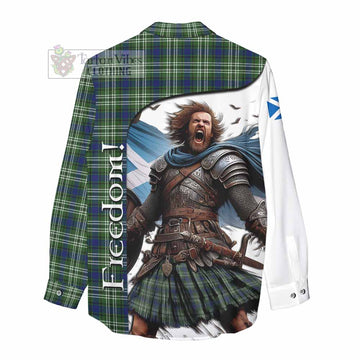 Spottiswood Crest Tartan Women's Casual Shirt Inspired by the Freedom of Scottish Warrior - Tartan Vibes Clothing