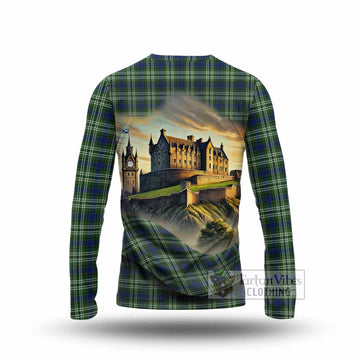 Spottiswood Tartan Family Crest Long Sleeve T-Shirt with Scottish Ancient Castle Style - Tartan Vibes Clothing