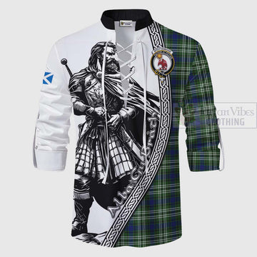 Spottiswood Tartan Clan Crest Ghillie Kilt Shirt with Highlander Warrior Celtic Style - Tartan Vibes Clothing