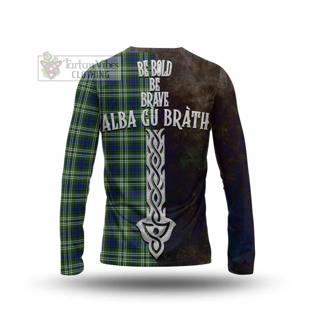 Tartan Vibes Clothing Spottiswood Tartan Family Crest Long Sleeve T-Shirt Alba Gu Brath Be Brave Lion Ancient Style