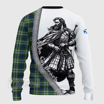 Spottiswood Tartan Clan Crest Knitted Sweater with Highlander Warrior Celtic Style - Tartan Vibes Clothing