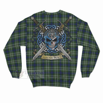 Spottiswood Tartan Sweatshirt with Family Crest Celtic Skull Style - Tartan Vibes Clothing