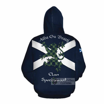 Spottiswood Tartan Lion Rampant Cotton Hoodie Proudly Display Your Heritage with Alba Gu Brath and Clan Name Pullover Hoodie - Tartan Vibes Clothing