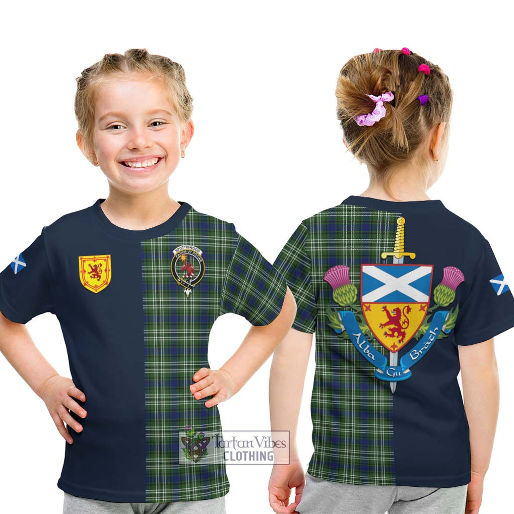 Spottiswood Tartan Kid T-Shirt Alba with Scottish Lion Royal Arm Half Style - Tartan Vibes Clothing