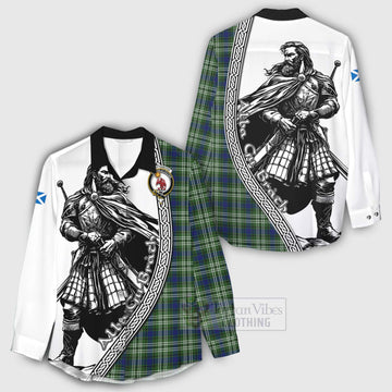 Spottiswood Tartan Clan Crest Women's Casual Shirt with Highlander Warrior Celtic Style - Tartan Vibes Clothing