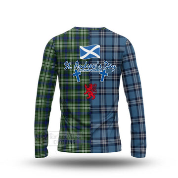 Spottiswood Tartan Long Sleeve T-Shirt Happy St. Andrew's Day Half Tartan Style - Tartan Vibes Clothing