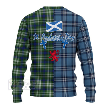 Spottiswood Tartan Knitted Sweater Happy St. Andrew's Day Half Tartan Style - Tartan Vibes Clothing