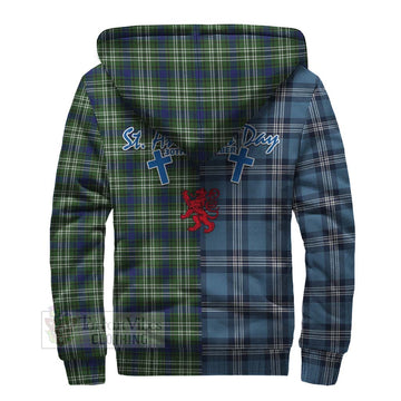 Spottiswood Tartan Sherpa Hoodie Happy St. Andrew's Day Half Tartan Style - Tartan Vibes Clothing