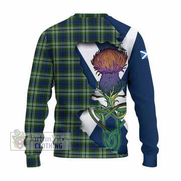 Tartan Vibes Clothing Spottiswood Tartan Family Crest Knitted Sweater Scottish Thistle Celtic Inspired