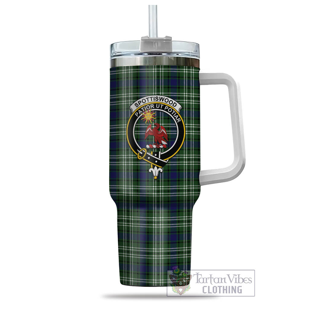 Spottiswood Tartan Tumbler with Handle with Family Crest - Tartan Vibes Clothing