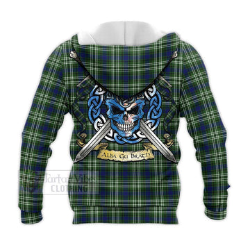 Spottiswood Tartan Knitted Hoodie with Family Crest Celtic Skull Style - Tartan Vibes Clothing