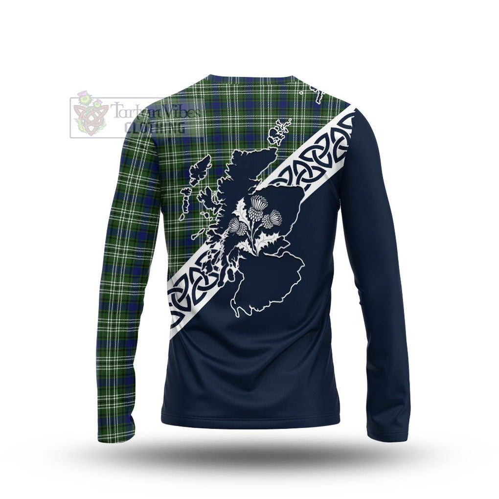 Spottiswood Tartan Long Sleeve T-Shirt Featuring Thistle and Scotland Map - Tartan Vibes Clothing