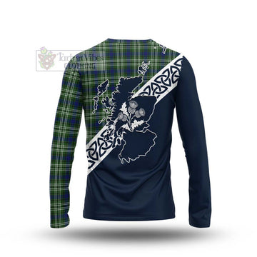 Spottiswood Tartan Long Sleeve T-Shirt Featuring Thistle and Scotland Map - Tartan Vibes Clothing