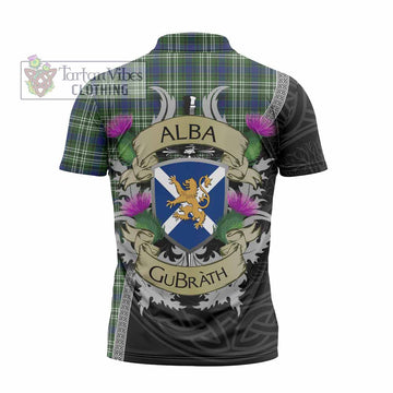 Spottiswood Tartan Family Crest Zipper Polo Shirt Lion Rampant Royal Thistle Shield Celtic Inspired - Tartan Vibes Clothing
